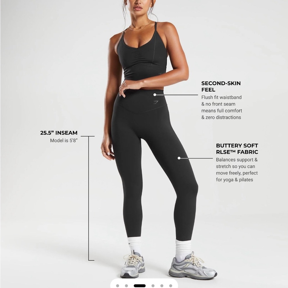 Gymshark Elevate Leggings, Black, Size M